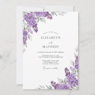 Invitation Mariage Botanique Élégant au Lilas
