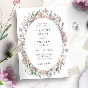 Invitation Mariage Botanique Élégant aux Fleurs Roses