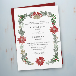 Invitation Mariage botanique élégant de Noël en hiver