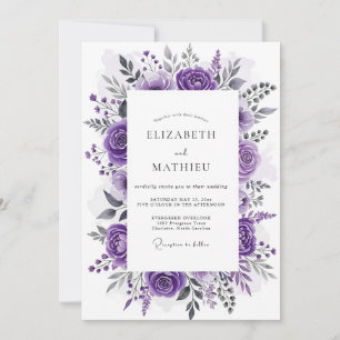 Invitation Mariage Botanique Enchanté Violet