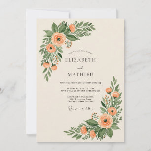 Invitation Mariage Botanique Envoûtant aux Pêches