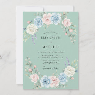Invitation Mariage Botanique Éthéré aux Teintes de Mousse de 