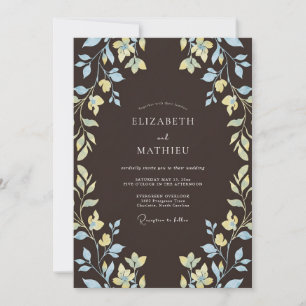Invitation Mariage Botanique Ethéré Brun Espresso