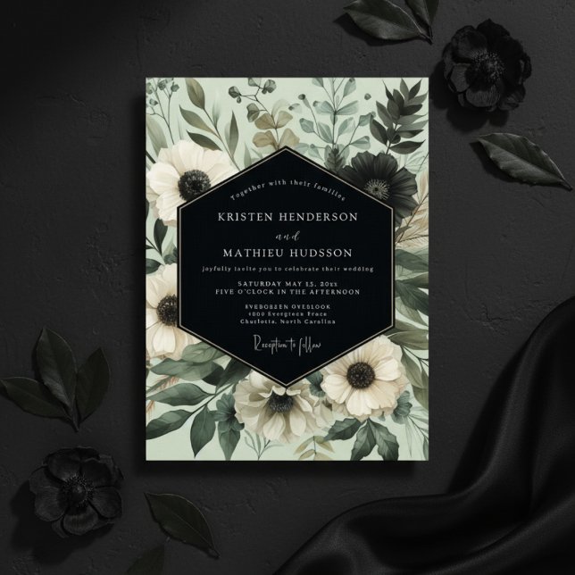 Invitation Mariage Botanique Éthéré Sage (Créateur téléchargé)