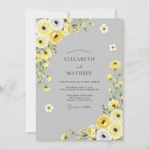 Invitation Mariage botanique fantaisiste ivoire