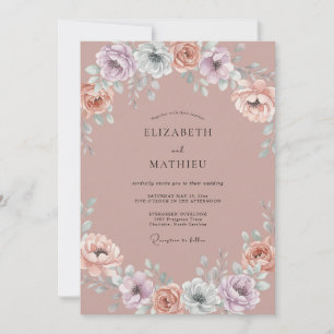 Invitation Mariage Botanique Fantaisiste Mauve