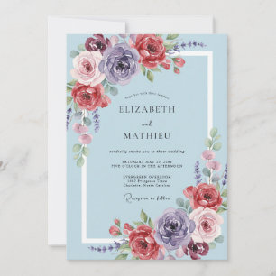 Invitation Mariage Botanique Fantaisiste Rose Lavande