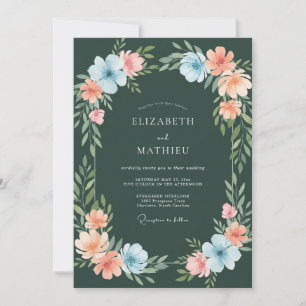 Invitation Mariage Botanique Fantaisiste Vert Forêt