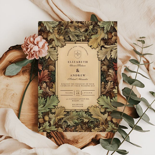 Invitation Mariage Botanique Feuillage Vintage (Créateur téléchargé)