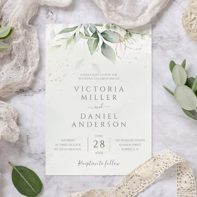 Invitation Mariage botanique Feuille Eucalyptus Green (Créateur téléchargé)