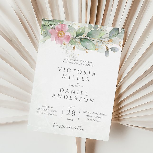 Invitation Mariage botanique Feuille Eucalyptus Green (Créateur téléchargé)