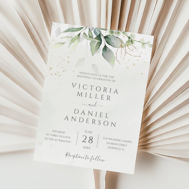 Invitation Mariage botanique Feuille Eucalyptus Green (Créateur téléchargé)