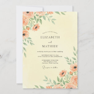 Invitation Mariage Botanique Fleur de Pêcher