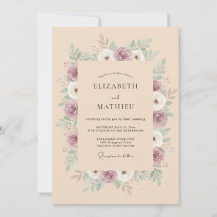 Invitation Mariage Botanique Fleur Mauve