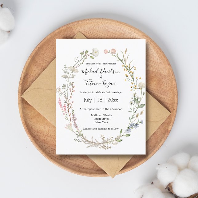Invitation mariage botanique fleur sauvage (Créateur téléchargé)
