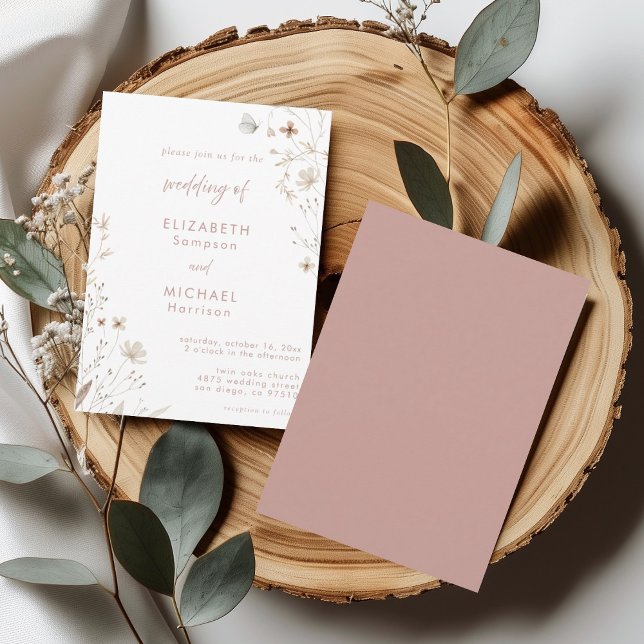 Invitation Mariage botanique Fleur sauvage (Créateur téléchargé)