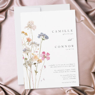 Invitation Mariage Botanique Fleur Sauvage Pressée Bohème Min