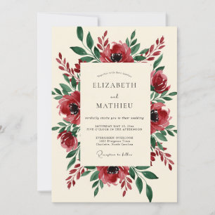 Invitation Mariage botanique fleuri de Bourgogne