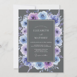 Invitation Mariage Botanique Floral Bleu Lavande