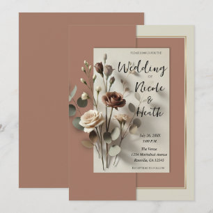 Invitation Mariage Botanique Floral Moderne Mousse au Chocola