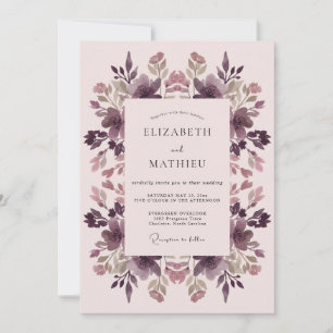 Invitation Mariage Botanique Floral Romance Prunier