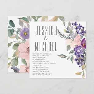 Invitation Mariage botanique floral rose violet
