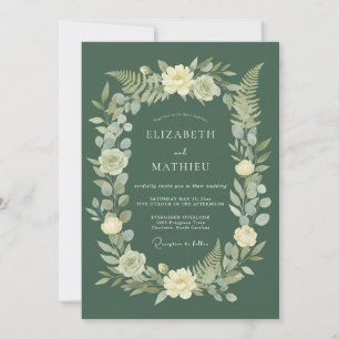 Invitation Mariage Botanique Floral Vert Émeraude