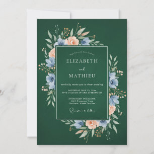 Invitation Mariage botanique forestier vert sombre
