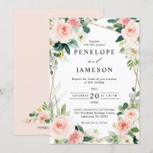 Mariage botanique géométrique rose pâle