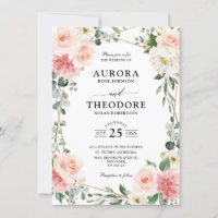 Mariage botanique géométrique rose pâle