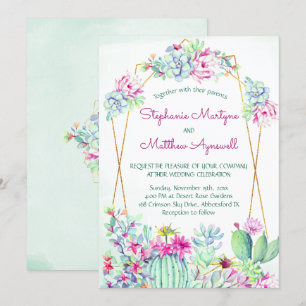 Invitation Mariage botanique géométrique Succulent Cactus