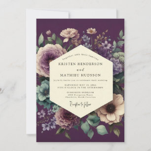 Invitation Mariage Botanique Harmonieux Aubergine