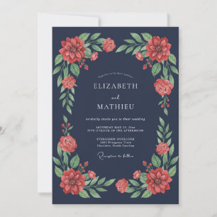 Invitation Mariage Botanique Humeur Bleu Marine