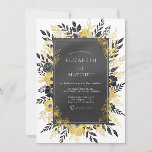 Invitation Mariage Botanique Impérial Or Charbon
