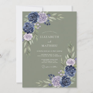 Invitation Mariage Botanique Indigo Sage