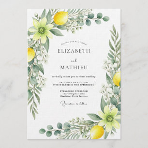 Invitation Mariage botanique jaune fantaisiste
