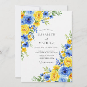 Invitation Mariage Botanique Joyeux Bleu Barbeau