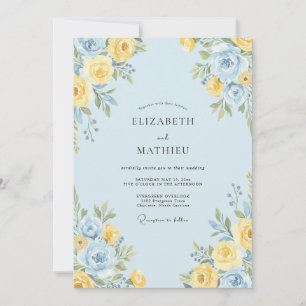 Invitation Mariage Botanique Joyeux Bleu Clair