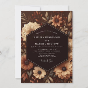 Invitation Mariage Botanique Luxueux Brun
