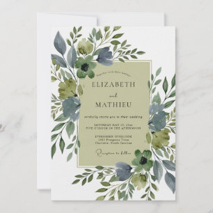 Invitation Mariage Botanique Luxueux Vert Sauge