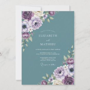 Invitation Mariage Botanique Luxuriant au Plum