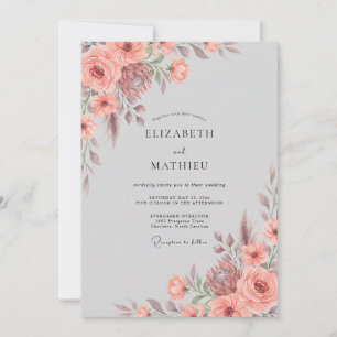 Invitation Mariage botanique luxuriant de corail