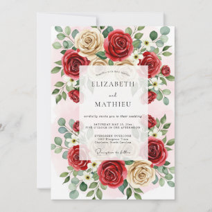 Invitation Mariage Botanique Luxuriant Rouge