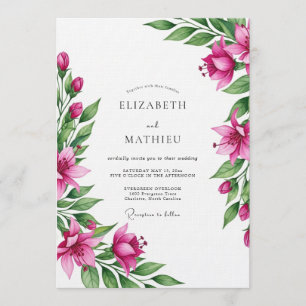 Invitation Mariage Botanique Magenta Luxuriant
