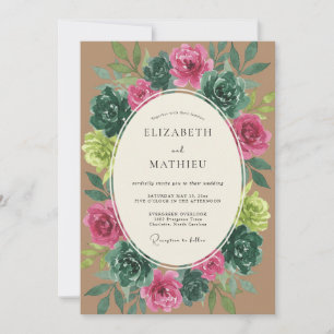 Invitation Mariage Botanique Magenta Sarcelle