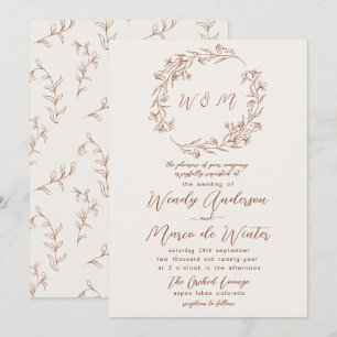 Invitation Mariage botanique minimal en terre cuite
