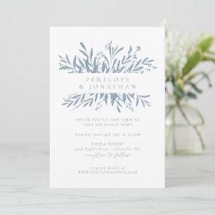 Invitation Mariage botanique minimaliste Dusty Blue Boho