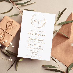 Invitation Mariage Botanique Minimaliste Naturel avec Monogra