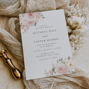 Invitation Mariage Botanique Moderne aux Joues Roses
