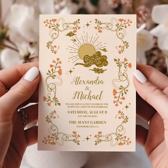 Invitation Mariage botanique mystique vintage (Créateur téléchargé)